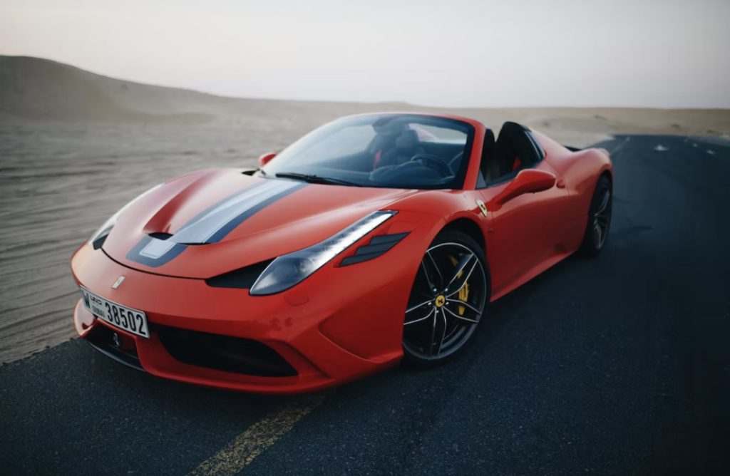 QR auto show boards Ferrari